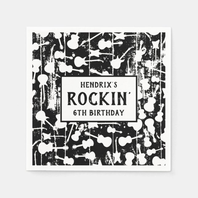 Rock & Roll Guitar Birthday Party Napkins Serviette (Vorderseite)