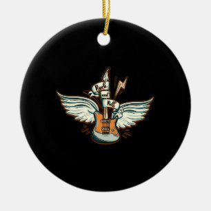 Rock & Roll Guitar Wings Music Keramik Ornament