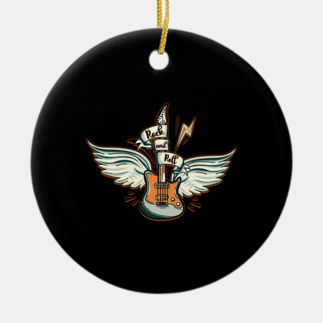 Rock & Roll Guitar Wings Music Keramik Ornament (Vorne)