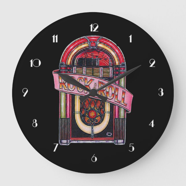 Rock & Roll Juke Box Retro Wall Clock Große Wanduhr (Vorderseite)