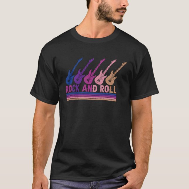 Rock & Roll Multicolor Electric Guitars T-Shirt (Vorderseite)