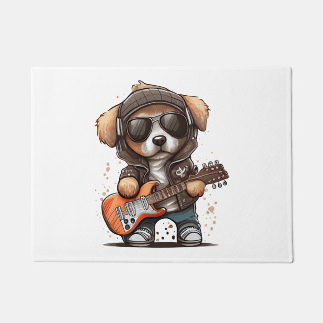 Rock Roll Puppy Dog (sechs) Fußmatte (Vorderseite)