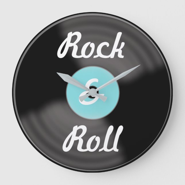 Rock & Roll Record Clock Große Wanduhr (Vorderseite)