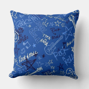 Rock & Roll Rock Star Blue Throw Kissen