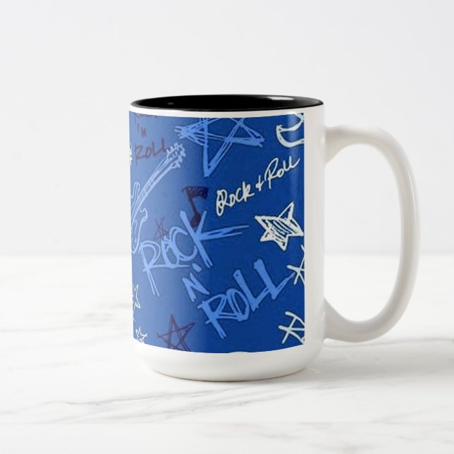 Rock & Roll Rock Star Blue Zweifarbige Tasse (Rechts)
