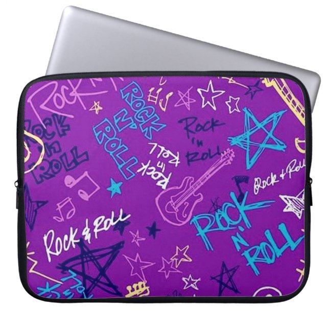 Rock & Roll Rock Star Lila Laptop-Sieb Laptopschutzhülle (Vorderseite)