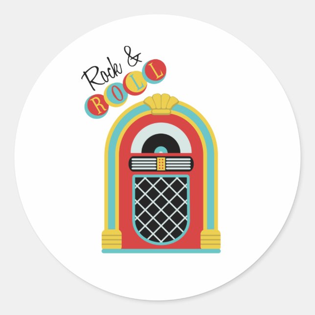 Rock & Roll Runder Aufkleber (Vorderseite)