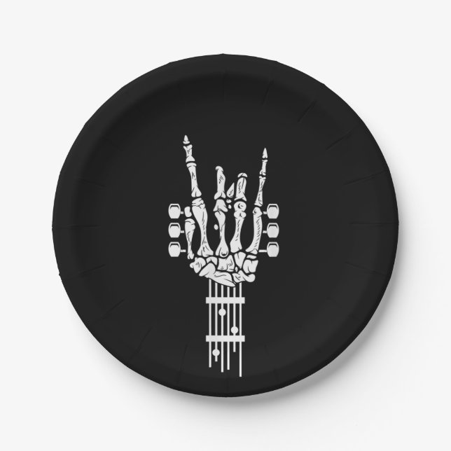 Rock & Roll Skeleton Gitarre LoverPaper Plate Pappteller (Vorderseite)