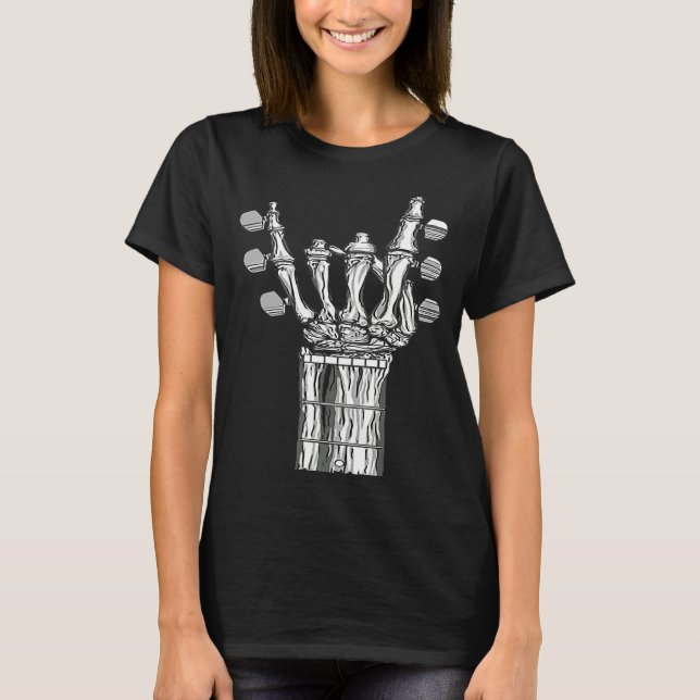 Rock & Roll Skeleton Gitarrenmusik T-Shirt (Vorderseite)