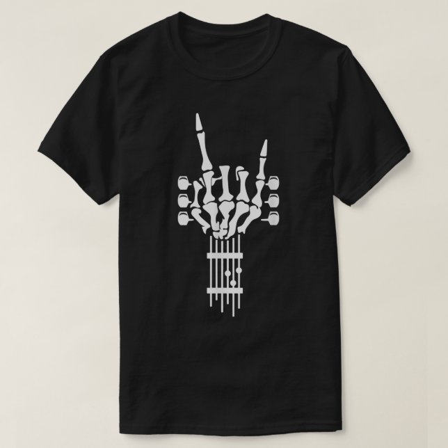 Rock & Roll Skeleton Guitar Music Lover Halloween  T-Shirt (Design vorne)
