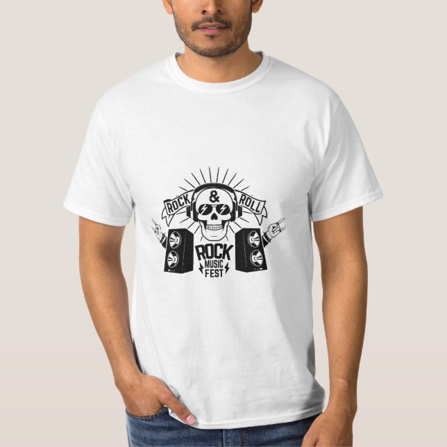 Rock & Roll Skull Music Fest Graphic T-Shirt (Vorderseite)