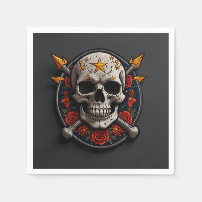 Rock & Roll Skull Patch Serviette (Vorderseite)