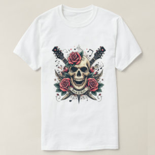 Rock & Roll Skull Tattoo T - Shirt Design