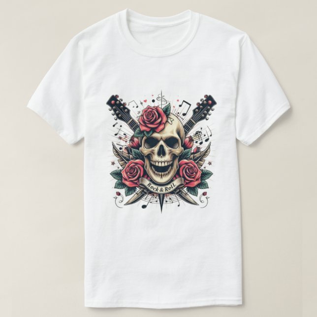 Rock & Roll Skull Tattoo T - Shirt Design (Design vorne)