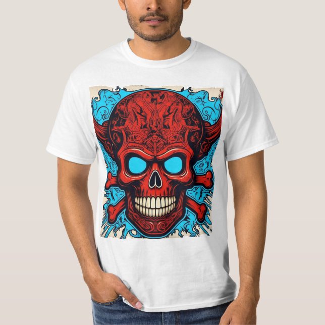 Rock & Roll Skull - Zeitloser Geist der Rebellen � T-Shirt (Vorderseite)
