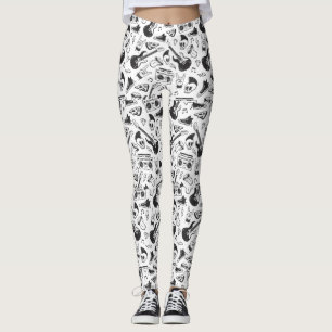 Rock & Roll thematische Leggings - Schwarzweiß