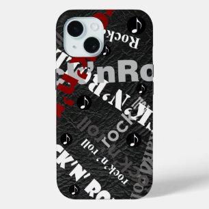 Rock & Roll Typografie - schwarz iPhone 15 Hülle