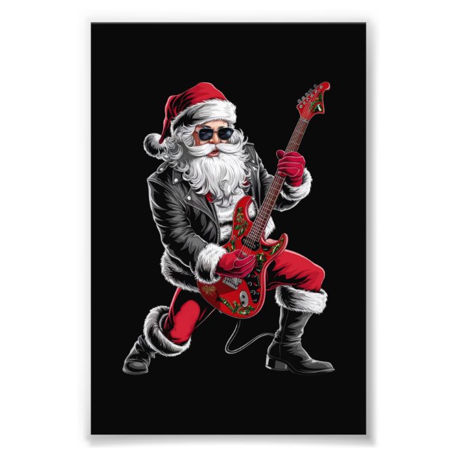Rock & Roll Weihnachtsmann-Claus Gitarrist Fotodruck (Vorne)