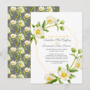 Rock Rose Aquarellkunst Weiße Hochzeit Einladung