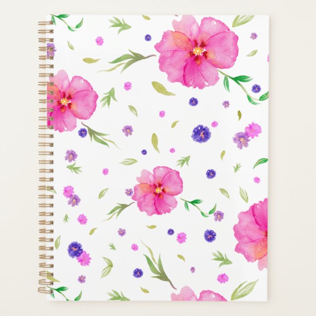 Rock Rose Wasserfarbener Blumenplaner - Geschenk f Planer (Vorderseite)