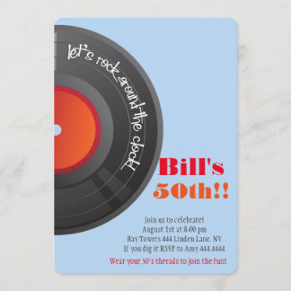 Rock rund um die 50. Geburtstagsparty der Uhr Einladung