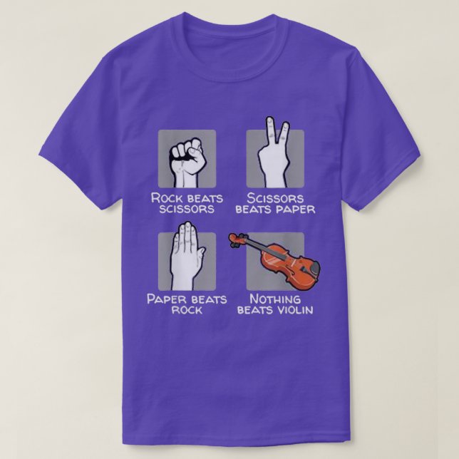 Rock-Schere Papier Nichts schlägt Violine T-Shirt (Design vorne)