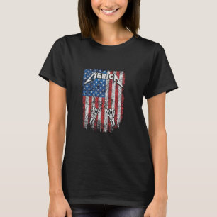 Rock Sign Heavy Metal 4. Juli US Flag Merica F T-Shirt