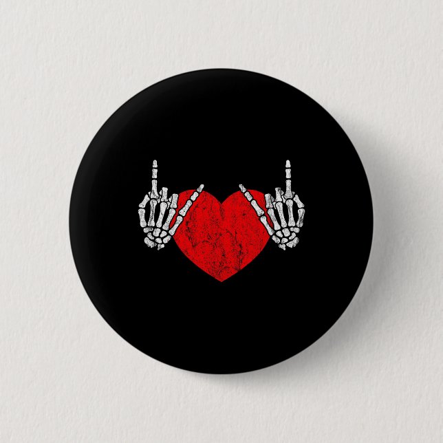 Rock Skeleton Hand Heart Rock and Roll Button (Vorderseite)