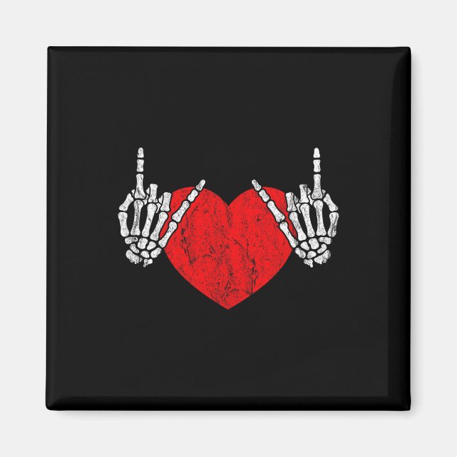 Rock Skeleton Hand Heart Rock and Roll Magnet (Vorne)