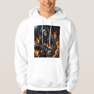 Rock Skelett Feuer Gitarre Dunkle Gothic Streetwea Hoodie