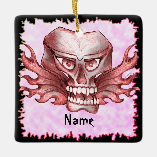 Rock Skull Biker Keramikornament (Vorderseite)