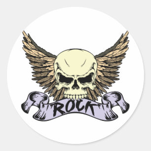 Rock Skull mit Flügeln Runder Aufkleber