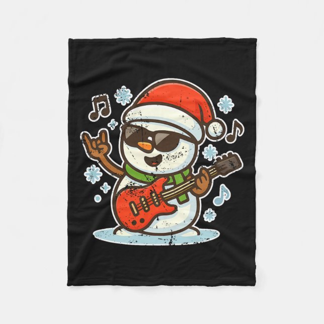 Rock Snowman With Guitar Premium Tri-blend  Fleecedecke (Vorderseite)