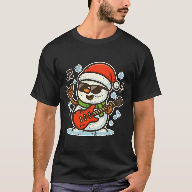 Rock Snowman With Guitar Premium Tri-blend  T-Shirt (Vorderseite)