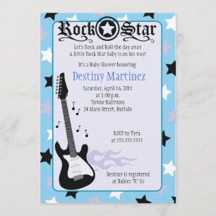 ROCK STAR 12x18 Rocker Kinderdusche Einladung