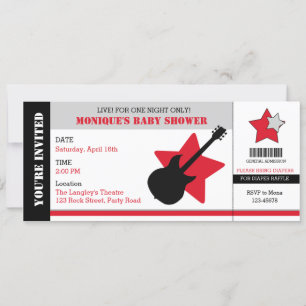 Rock Star Baby Shower Einladung Ticket Style
