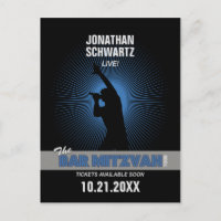 Rock Star Bar Mitzvah Save the Date Black Silver