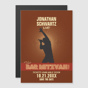 Rock Star Bar Mitzvah Save the Date in Brown Magneteinladung