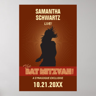 Rock Star Bat Mitzvah Poster in Brown