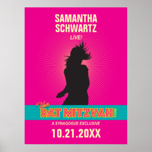 Rock Star Bat Mitzvah Poster in heiß rosa