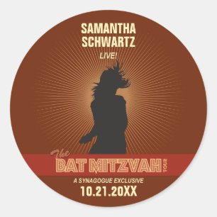 Rock Star Bat Mitzvah Sticker in Brown
