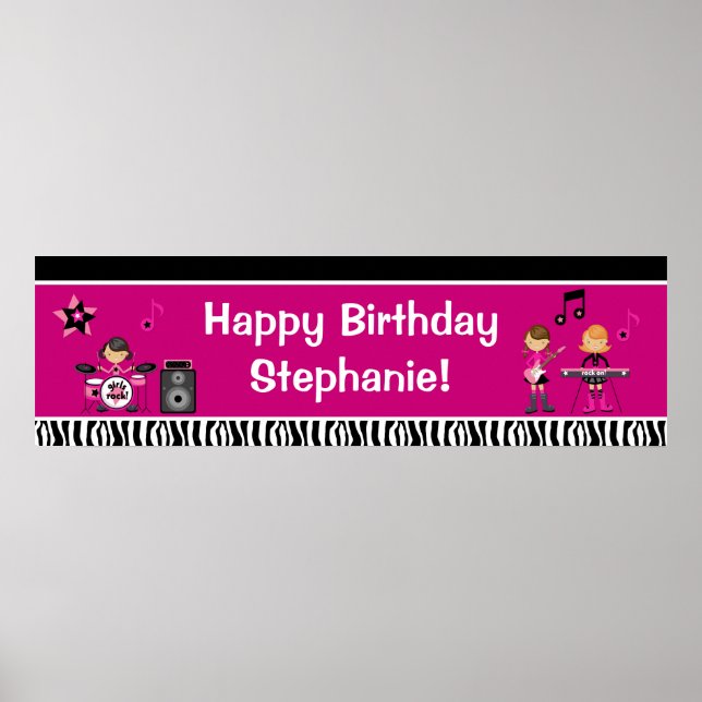Rock Star Birthday Banner 40x12 Poster (Vorne)