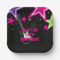 Rock Star Birthday Gitarren Stars Pink Lila
