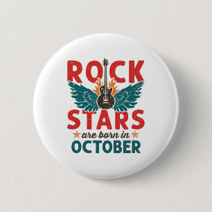 Rock Star Birthday Oktober Rockstar Rock'n'Roll Button