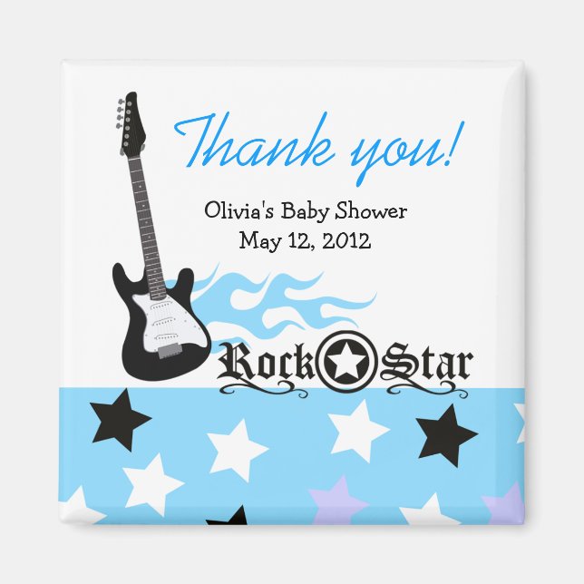 ROCK STAR Blue Baby Dusche Gefallen Magnet (Vorne)