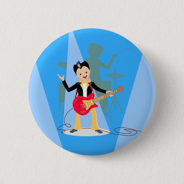 Rock Star Boy Geburtstagsparty Button (Vorderseite)