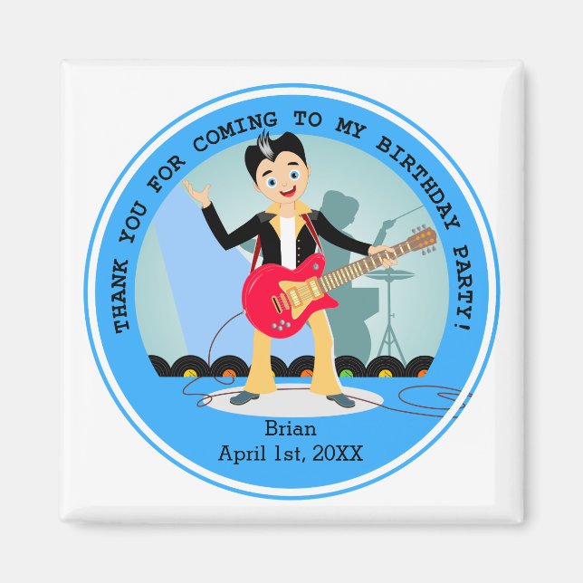 Rock Star Boy Geburtstagsparty Magnet (Vorne)
