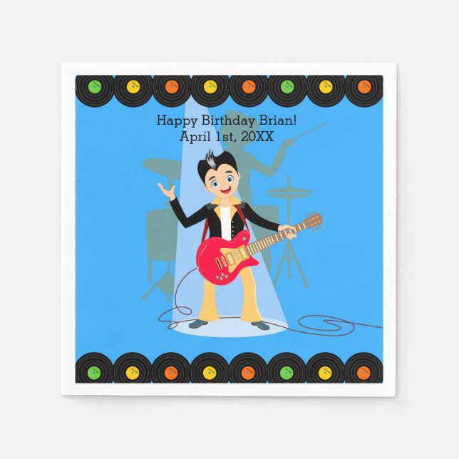 Rock Star Boy Geburtstagsparty Serviette (Vorderseite)