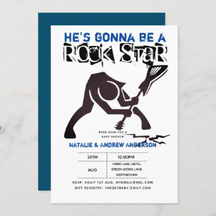 ROCK STAR BOYS Baby Dusche Blue Black Break Gitarr Einladung