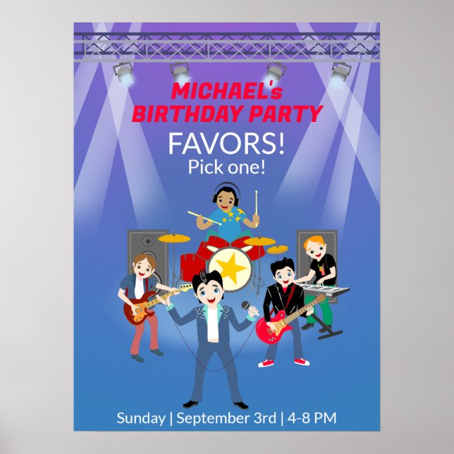 Rock Star Boys Band Geburtstagsparty Poster (Vorne)